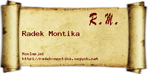 Radek Montika névjegykártya